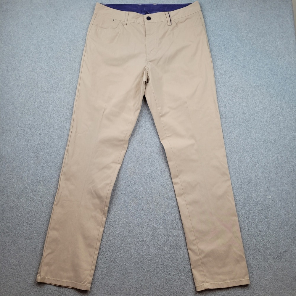 Johnnie-O Prep-formance Chino Pants Mens 34x32 Tan Bamboo Blend Stretch Casual